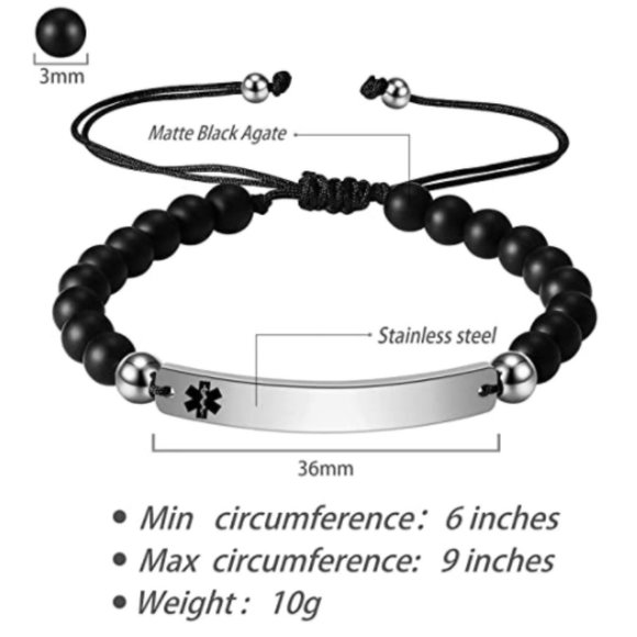 Blood Thinner Natural Stone Beaded Medical ID - Picture 2 of 7